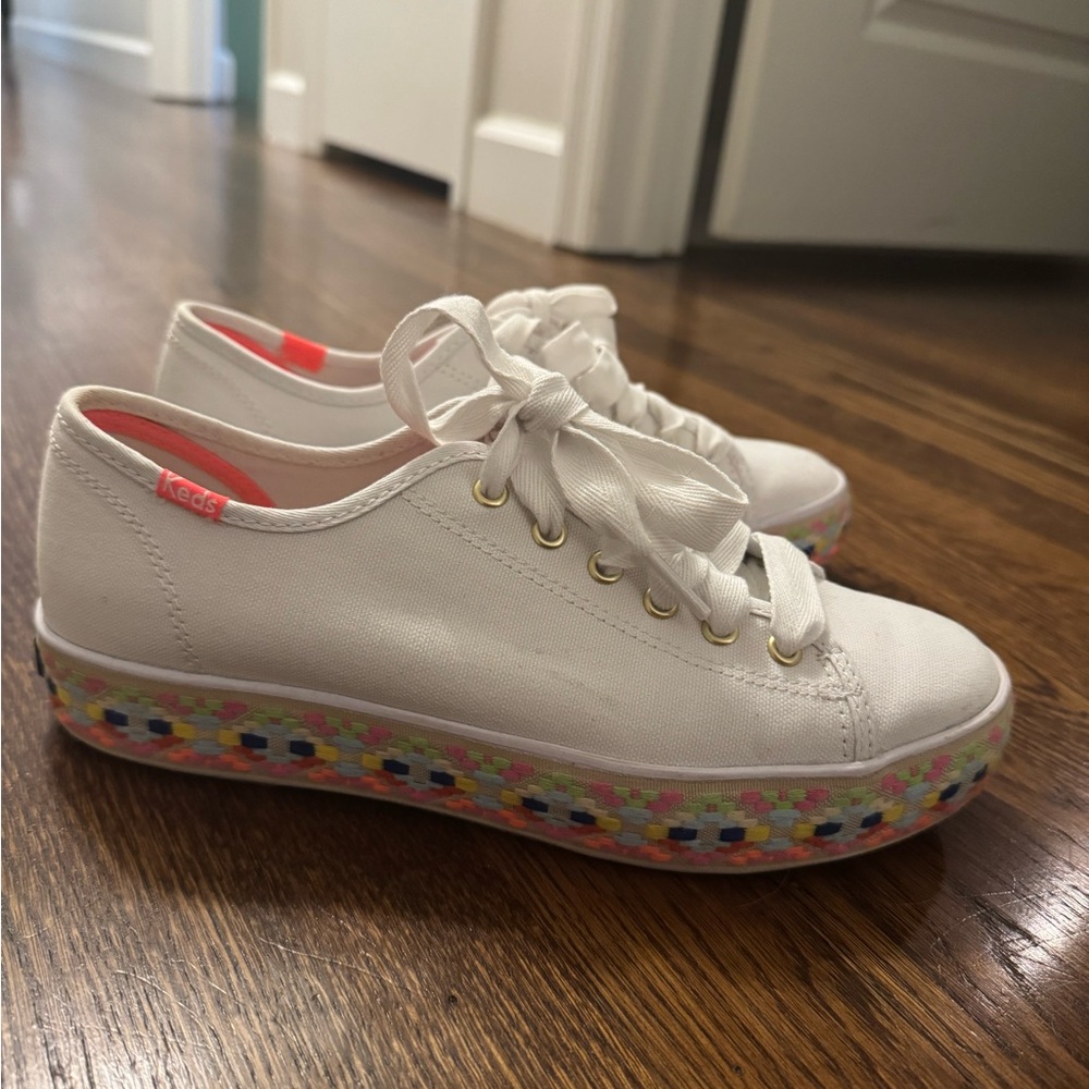 Keds White Sneakers with Colorful Sole
